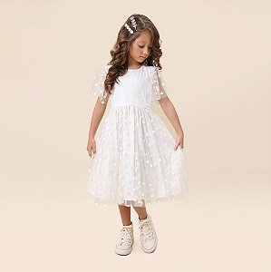 Vestido tule de coração de glitter branco