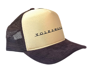 Boné Trucker Aba Curva Estilo Vintage Volkswagen Bege e Marrom