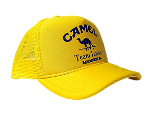 Boné Trucker Aba Curva Vintage Camel Lotus F1 Retro Amarelo