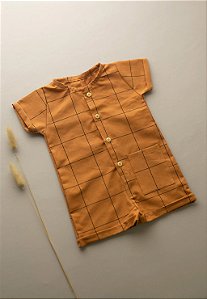 Macacão Curto Pinguin GRID - CARAMELO