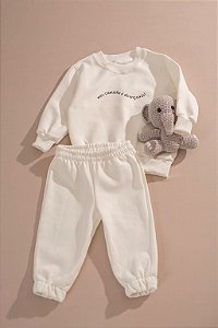 Conjunto Moletom Peluciado Pinguin - OFF WHITE
