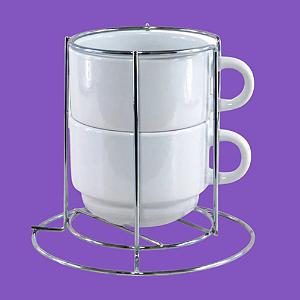 Kit Torre com 02 xícaras Branca 150mL