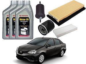 KIT TROCA DE FILTROS TOYOTA ETIOS SEDAN 1.3 1.5 2016 A 2020