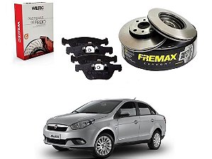 KIT DISCO PASTILHA FREIO DIANTEIRO WILLTEC FIAT GRAND SIENA 1.4 1.6 2012 A 2016