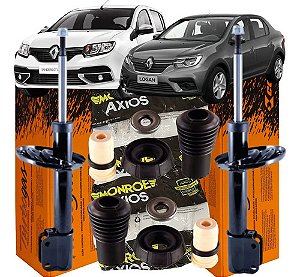 Par Amortecedor Dianteiro + Kit Batente Axios Sandero Logan