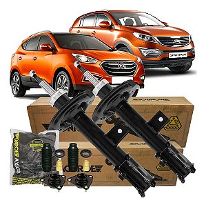 Par Amortecedor + Kit Batente Coxim Dianteiro Ix35 Sportage