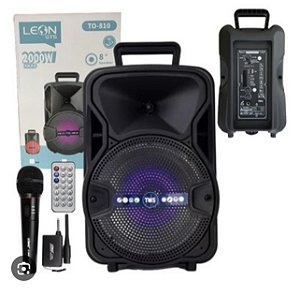 Caixa de Som Portátil Leon GTS TO-810 com Microfone e Controle Remoto