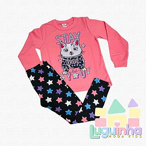 Conjunto Brandili Longo Infantil Stay Rosa/Preto