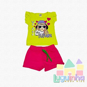 Conjunto Blusa Malha com Shorts Moletinho