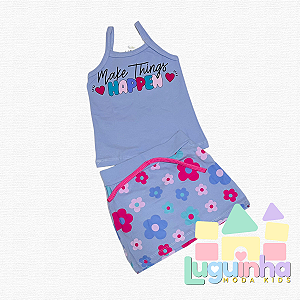 Conjunto Cotton Flowers Camiseta com Saia