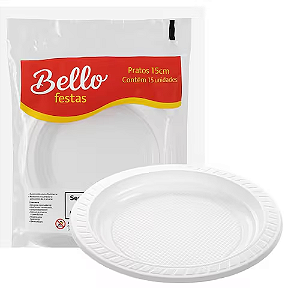Prato Sobremesa Descartável Branco 15Cm Bello Festas 10Un
