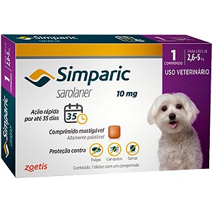 Simparic 10mgpara Cães de 2,6Kg a 5Kg - Zoetis - 1 Comprimidos