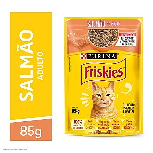 Ração Úmida Friskies Sachê para Gatos Adultos Sabor Salmão ao Molho - 85g