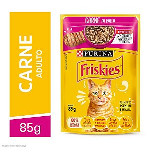 Ração Úmida Friskies Sachê para Gatos Sabor Carne ao Molho - 85g