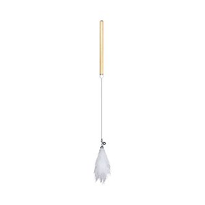 Brinquedo Jambo Varinha Fox Fur com Cabo de Madeira Branco para Gatos