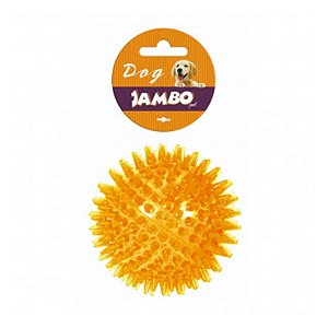 Brinquedo Bola TPR Espinho Pequena com Som Jambo para Cães - Laranja