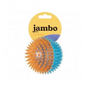 Brinquedo Bola TPR Espinho Dual Azul e Laranja Média Jambo para Cães