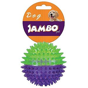 Brinquedo Cães Jambo Bola TPR Media Espinho Dual Roxo e Verde
