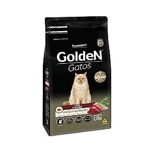 Ração Golden para Gatos Adultos Castrados Sabor Carne - 1,0Kg