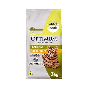 Ração Optimum para Gatos Adultos 1+ anos sabor Frango - 3,0Kg