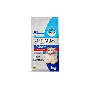Ração Optimum para Gatos Adultos Castrados Sabor Carne - 1Kg