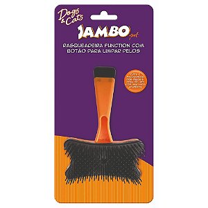 Rasqueadeira para Cães Jambo Function Laranja com Botao para Limpar os Pelos