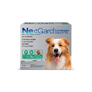 Antipulgas e Carrapatos NexGard para Cães de 10,1 a 25kg - 1 Tablete