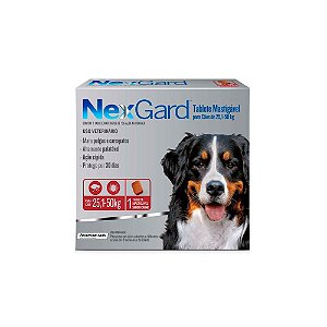 Antipulgas e Carrapatos NexGard para Cães de 25,1 a 50kg - 1 Tablete