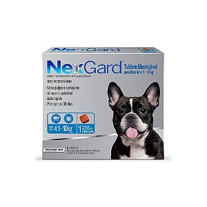 Antipulgas e Carrapatos NexGard para Cães de 4,1 a 10kg - 1 Tablete