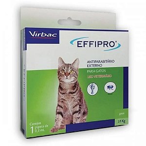 Antipulgas Effipro Virbac 0,5mL Gatos - 04 Pipetas