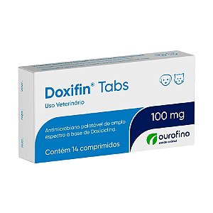 Doxifin Tabs Ourofino Para Cães e Gatos 100mg - 14 Comprimidos