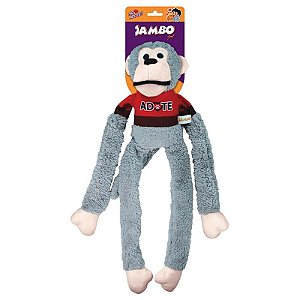 Brinquedo Mordedor Pelucia Pet Macaco Adote Cinza Jambo