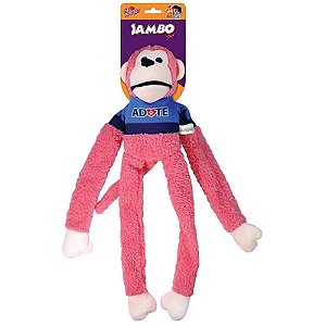 Brinquedo Mordedor Pelúcia Pet Macaco Adote Rosa Jambo