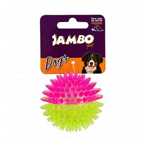 Brinquedo Bola TPR Espinho Dual Rosa e Amarelo Média Jambo para Cães