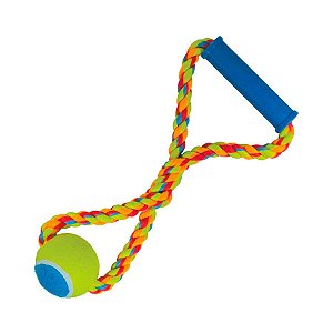 Brinquedo Jambo Mordedor Corda Bola de Tênis Color para Cães - JB25531N