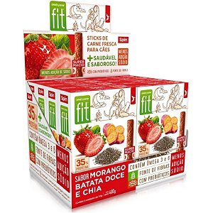 Kit 8 Unidades Petisco Spin Pet Stick Fit Morango, Batata Doce e Chia - 50g Cada