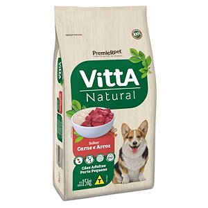 Ração Seca Vitta Natural Para Cães Adultos De Raças Pequenas Sabor Carne e Arroz - 15Kg