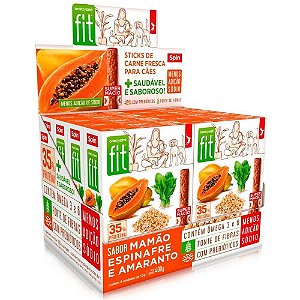 Kit 8 Unidades de Petisco Spin Pet Stick Fit - Mamão, Espinafre e Amaranto - 50g