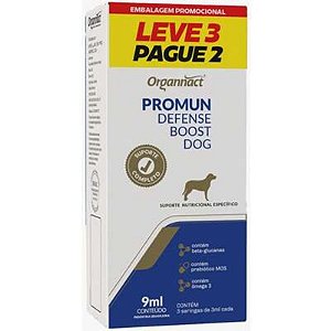 Suporte Nutricional Específico Organnacat Promun Defense Boost Dog Leve 3 Pague 2 - 3ml cada