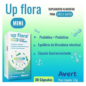 Suplemento Up Flora Mini para Cães e Gatos - 30 Cápsulas