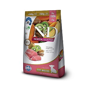 Ração Farmina N&D Tropical Selection para Cães Filhotes de Porte Mini Sabor Suíno, Cereais e Frutas Tropicais - 2Kg