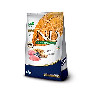 Ração Farmina N&D Ancestral Grain para Gatos Adultos Sabor Cordeiro e Blueberry - 1,5Kg