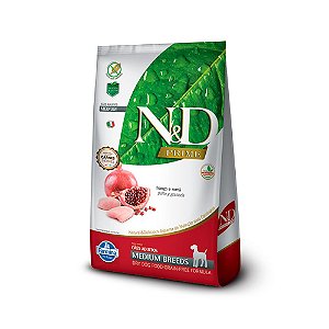 Ração N&D Grain Free para Cães Adultos de Raças Médias Sabor Frango e Romã - 10Kg