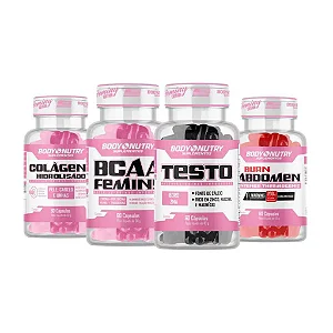 Colageno Hidrolisado Para cabelo, unhas e pele + Testo Feminy + BCAA Feminy + Burn Abdomen Feminy