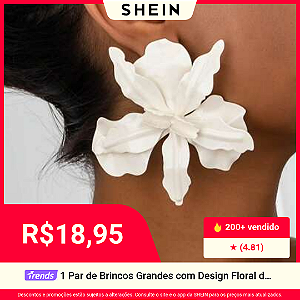 🛒1 Par de Brincos Grandes com Design Floral de Folha Pregas Geométricas, Adequados para Uso Diário, Festas e Várias Ocasiões 200+ vendido💰Preço[R$18,95] https://onelink.shein.com/11/4mo4wmb9k93o