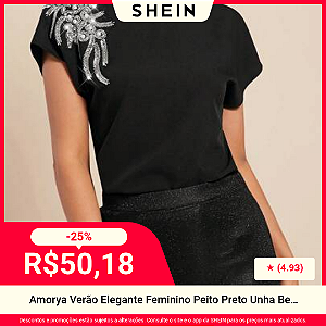 Amorya Blusa Elegante Feminina com Detalhes em Pedrarias