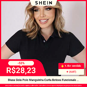 Blusa Gola Polo Manginha Curta com Botões Funcionais