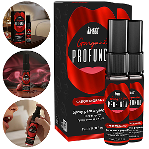 Spray Garganta Profunda Intt Morango 15ml - Kit 2 und
