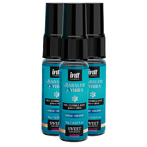 Gel Estimulante Babalub Vibra Ice Intt Sabor Chiclete 15gr - kIT 3 und