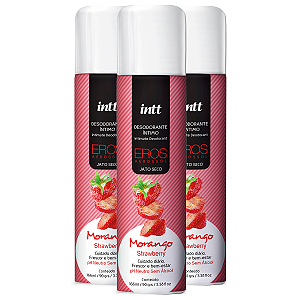 Desodorante Íntimo Eros Intt Morango 166ml/90g - kit 3 und